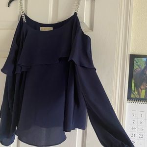 Michael Kors cold shoulder silk top size large